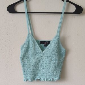 Light Blue Smocked Camisole Crop Top